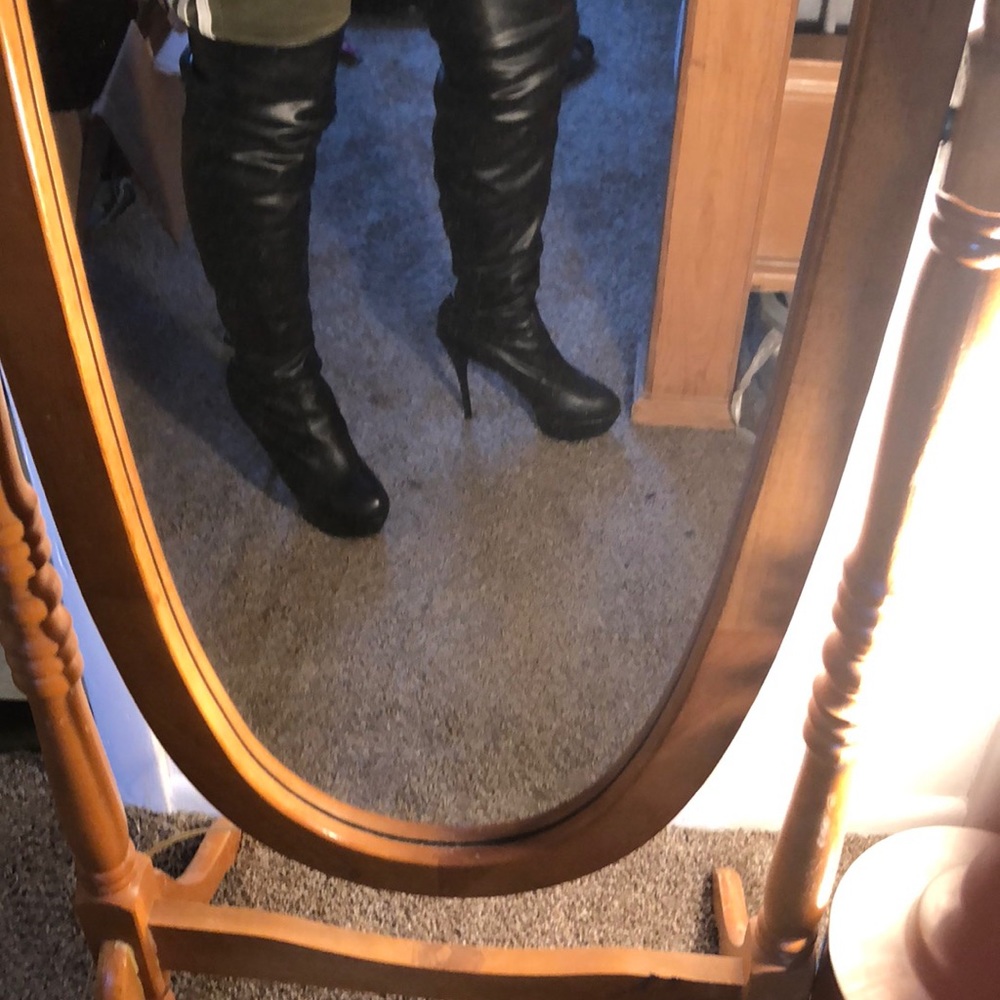 Black high heel boots